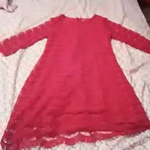 A red patterned dress